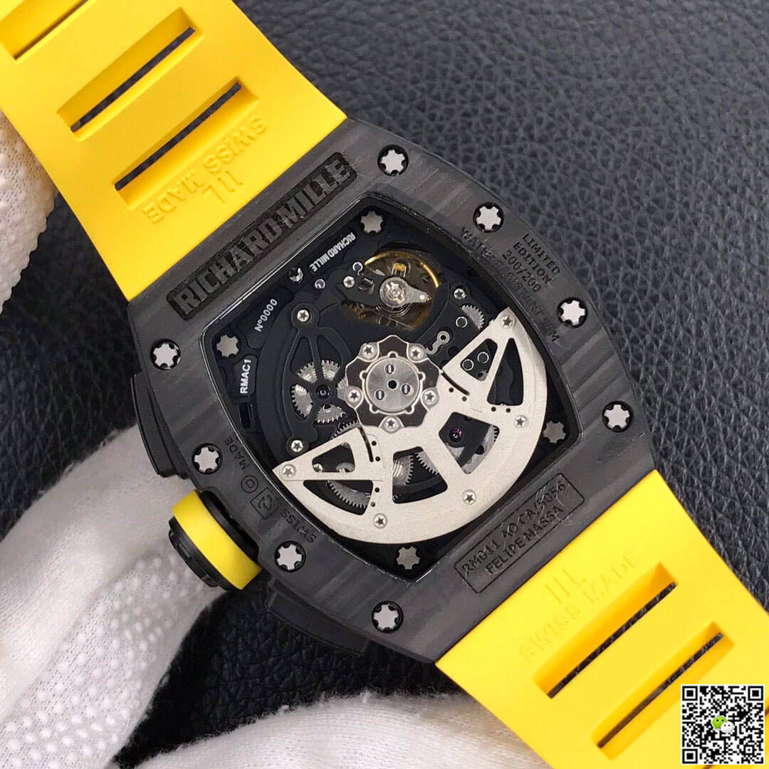Replica Richard Mille RM-011 1:1 Best Edition KV Factory Yellow Strap