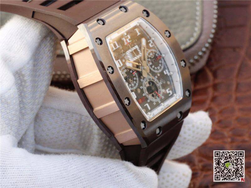 Replica Richard Mille RM011 KV Factory Men Watches 1:1 Best Edition Swiss ETA7750 Brown Ceramic