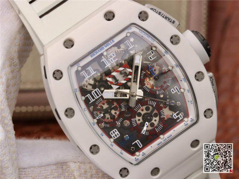 Replica Richard Mille RM011 Chronograph KV Factory 1:1 Best Edition Swiss ETA7750 White Rubber Strap