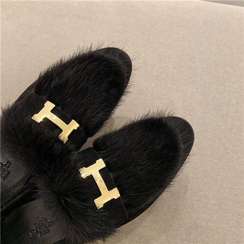 H**me5 sheepskin mink loafers