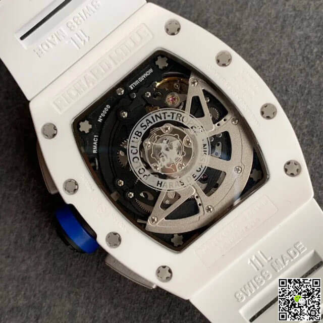 Replica Richard Mille RM-011 1:1 Best Edition KV Factory Ceramic White Rubber Strap