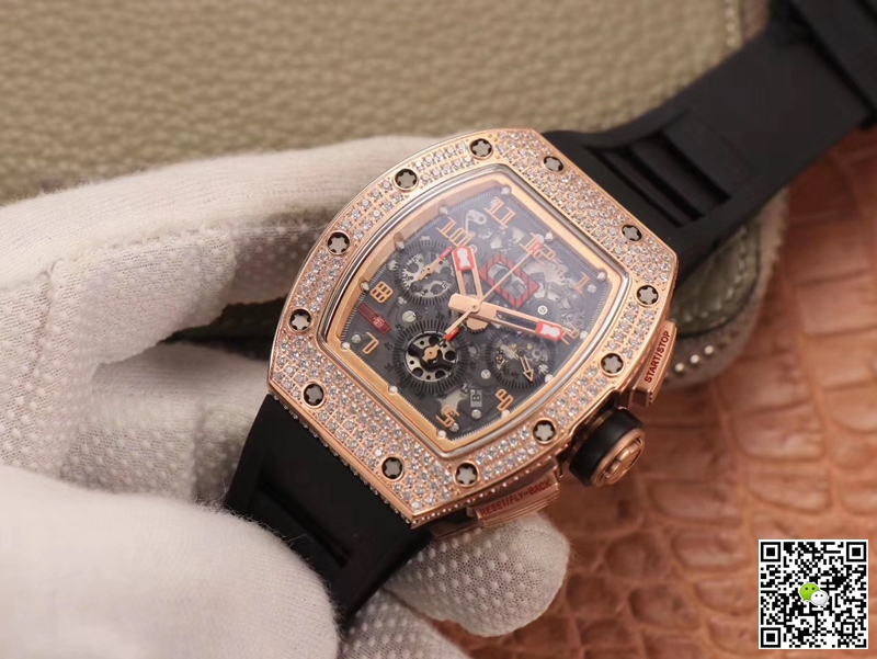 Replica Richard Mille RM011 RG/5423 1:1 Best Edition KV Factory Rose Gold D1am0nd Swiss Movement