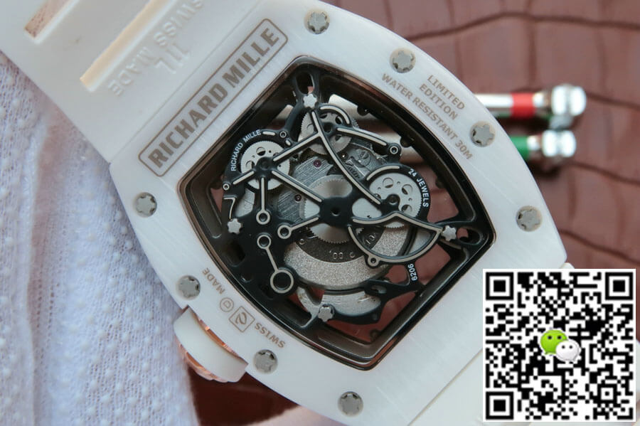 Replica Richard Mille RM055 1:1 Best Edition KV Factory White Ceramic Rubber Strap