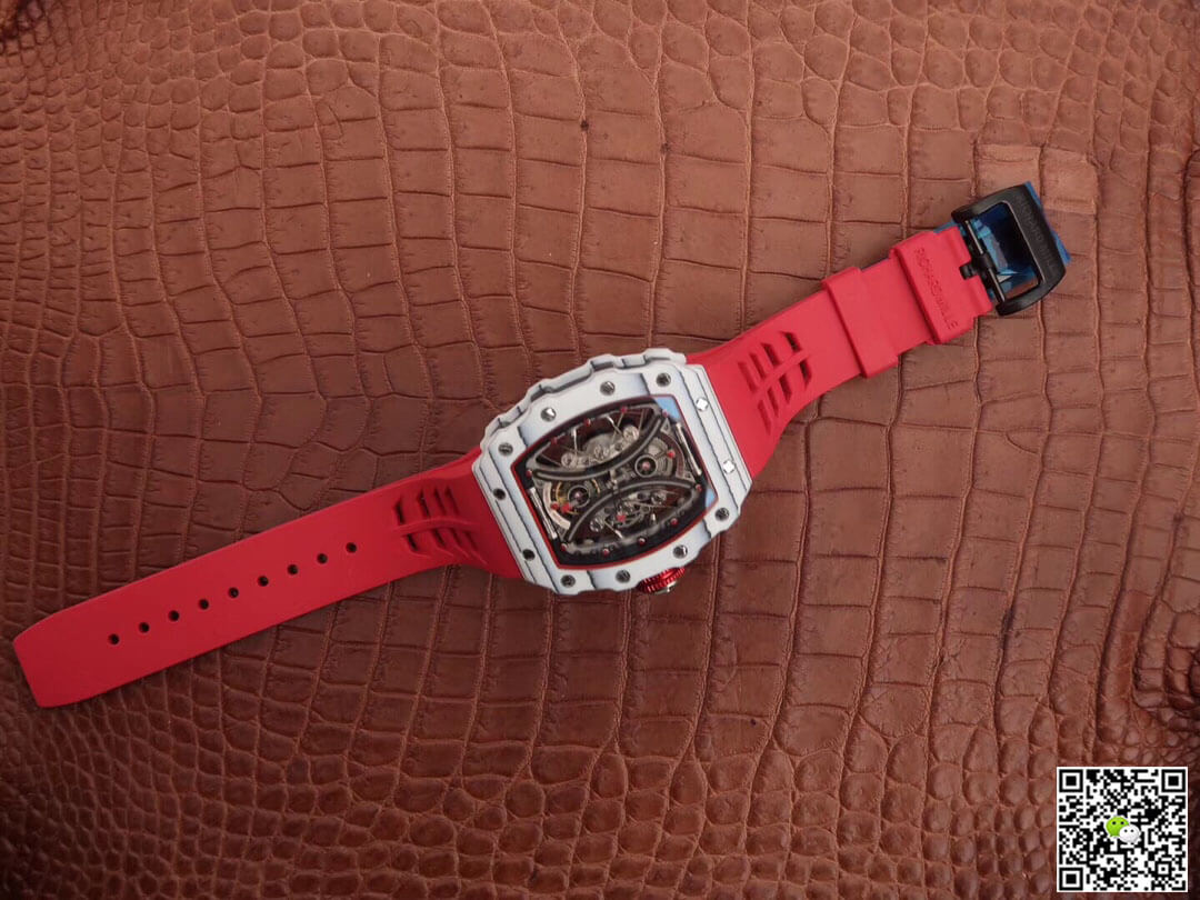 Replica Richard Mille RM53-01 1:1 Best Edition KV Factory TPT Carbon Fiber Red Strap