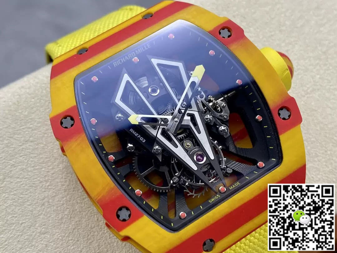 Richard Mille Replica RM27-03 Tourbillon 1:1 Best Edition BBR Factory Yellow Strap