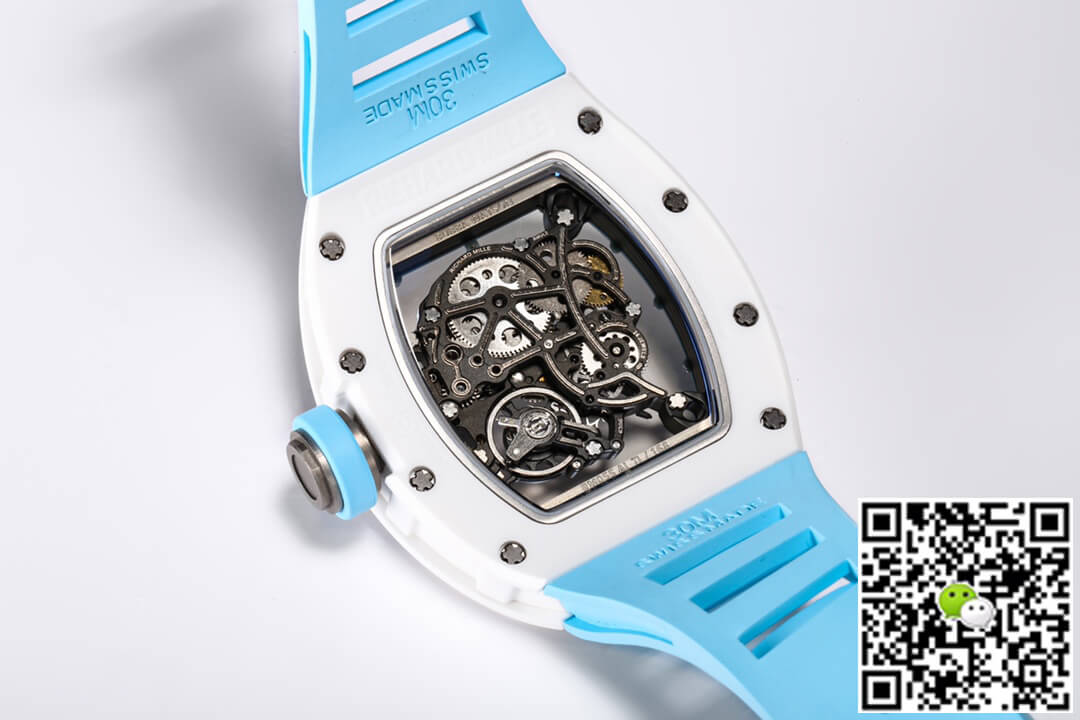 Replica Richard Mille RM-055 1:1 Best Edition BBR Factory Ceramic Case Blue Strap