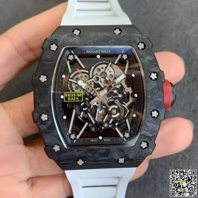 Replica Richard Mille RM35-02 1:1 Best Edition KV Factory V3 Carbon Fiber White Strap