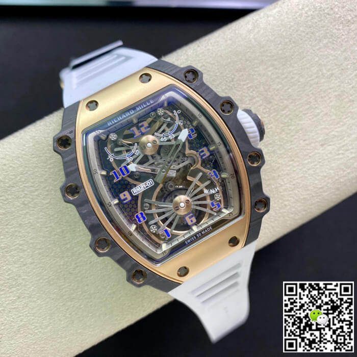 Replica Richard Mille RM21-01 1:1 Best Edition RM Factory Tourbillon Skeleton Dial White Strap