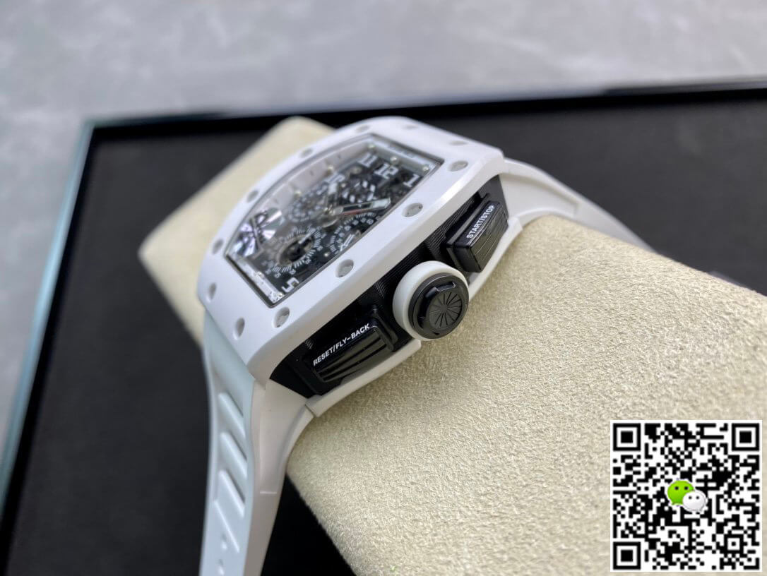 Replica Richard Mille RM011 KV Factory 1:1 Best Edition Swiss ETA7750 White Rubber Strap