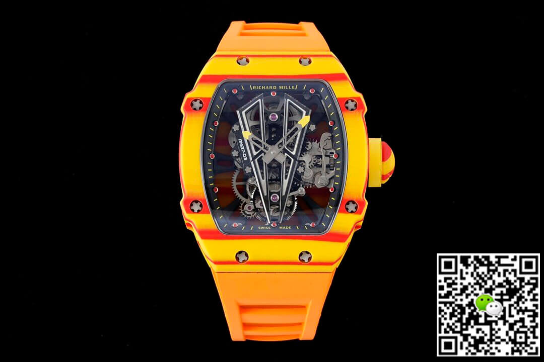 Replica Richard Mille RM27-03 Rafael Nadal Tourbillon 1:1 Best Edition RM Factory Orange Rubber Strap