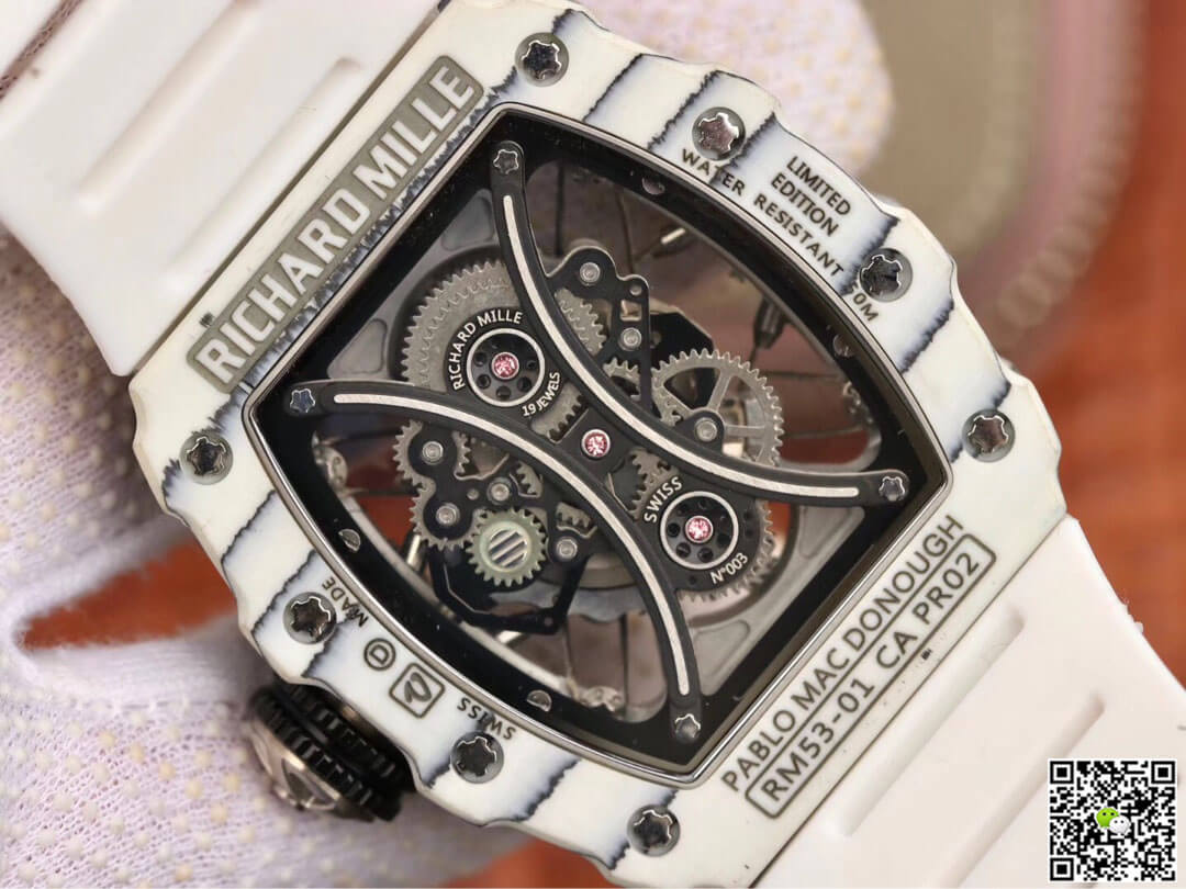 Replica Richard Mille RM53-01 1:1 Best Edition KV Factory White TPT Carbon Fiber