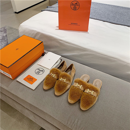 H**me5 sheepskin mink loafers
