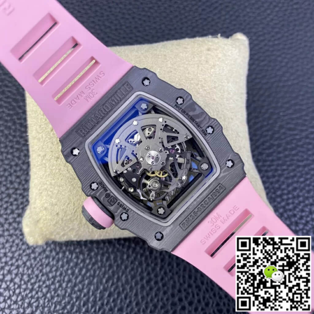 Richard Mille Replica RM35-02 1:1 Best Edition T+ Factory NTPT Carbon Fiber Pink Rubber Strap