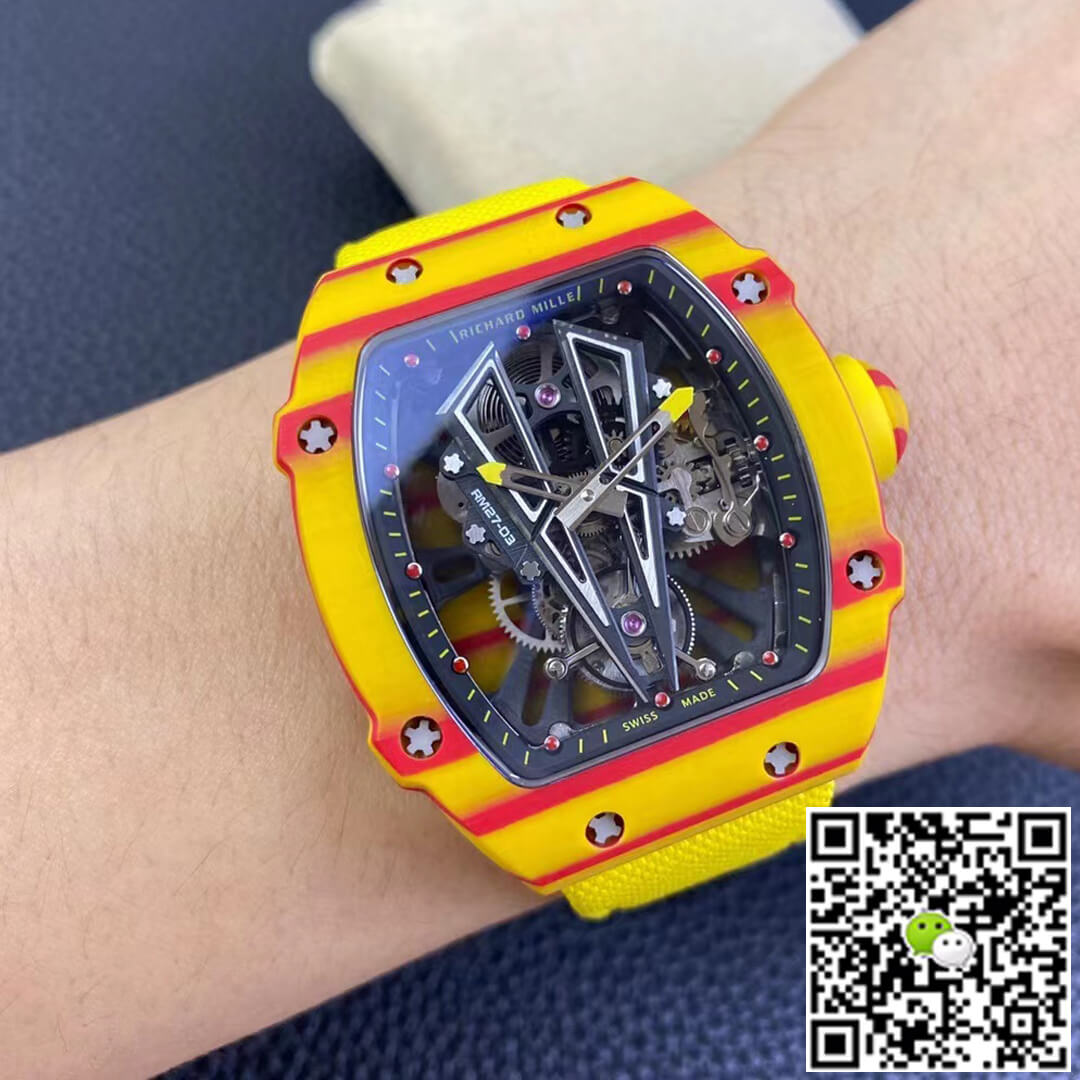 Replica Richard Mille RM27-03 Rafael Nadal Tourbillon 1:1 Best Edition RM Factory Yellow Strap