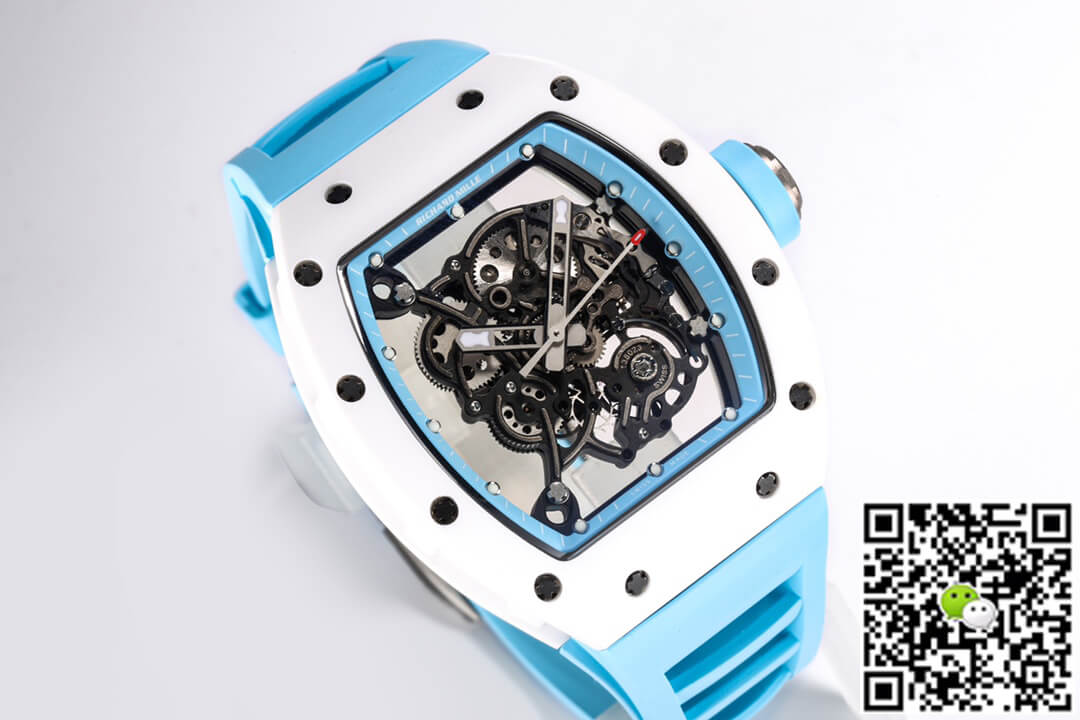 Replica Richard Mille RM-055 1:1 Best Edition BBR Factory Ceramic Case Blue Strap