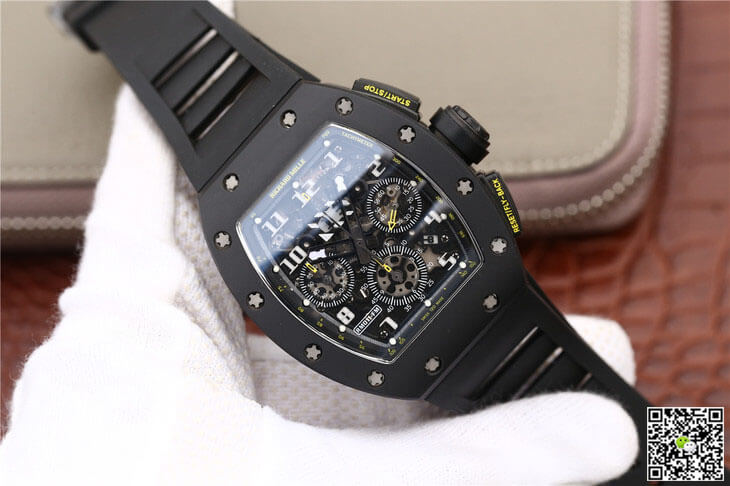 Replica Richard Mille RM-011 1:1 Best Edition KV Factory Black Strap