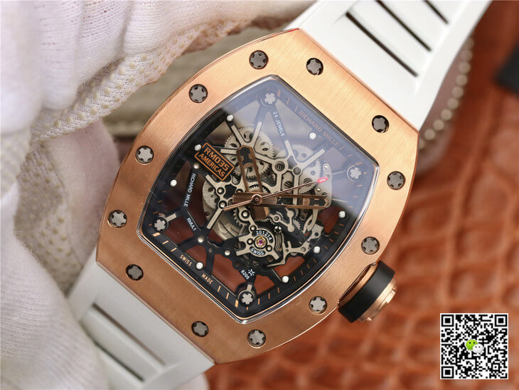 Replica Richard Mille RM035 Americas KV Factory 1:1 Best Edition Rose Gold White Strap