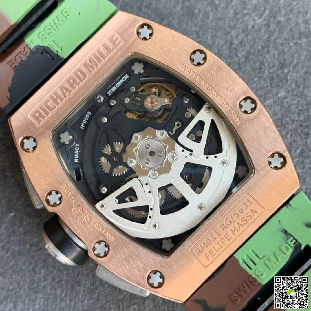 Replica Richard Mille RM11 1:1 Best Edition KV Factory Rose Gold Camouflage Strap