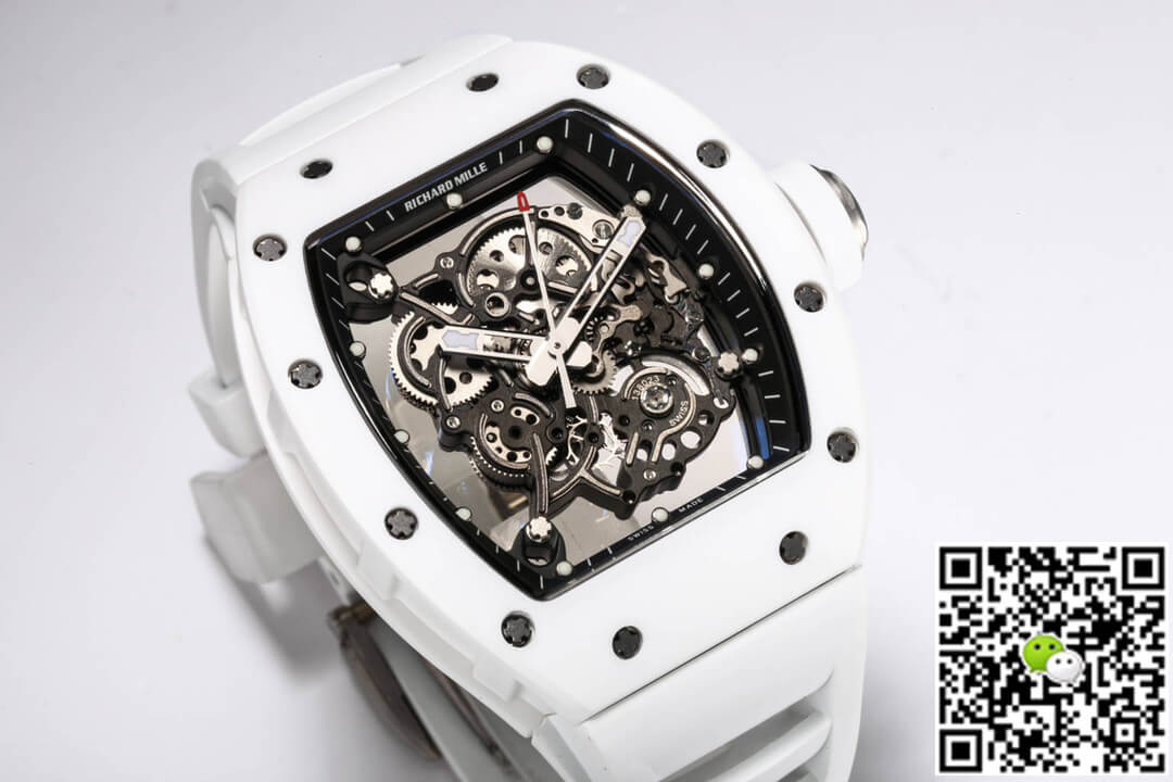Replica Richard Mille RM-055 1:1 Best Edition BBR Factory V2 White Ceramic Case