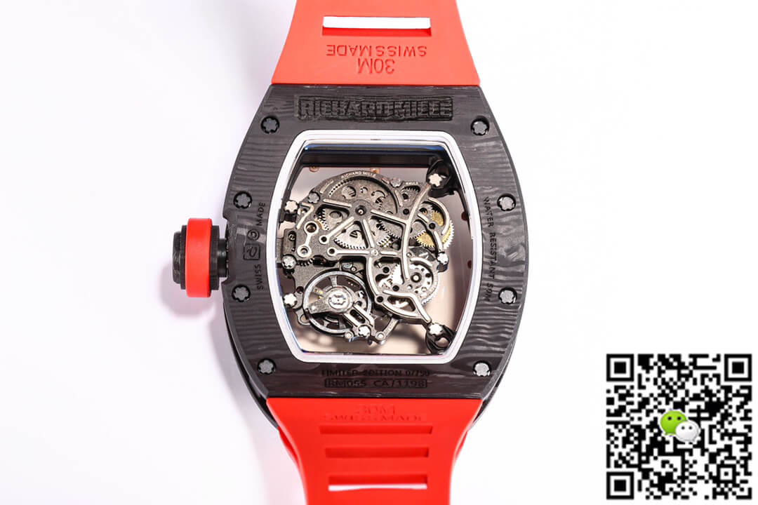 Replica Richard Mille RM055 NTPT 1:1 Best Edition BBR Factory Carbon Fiber Red Strap