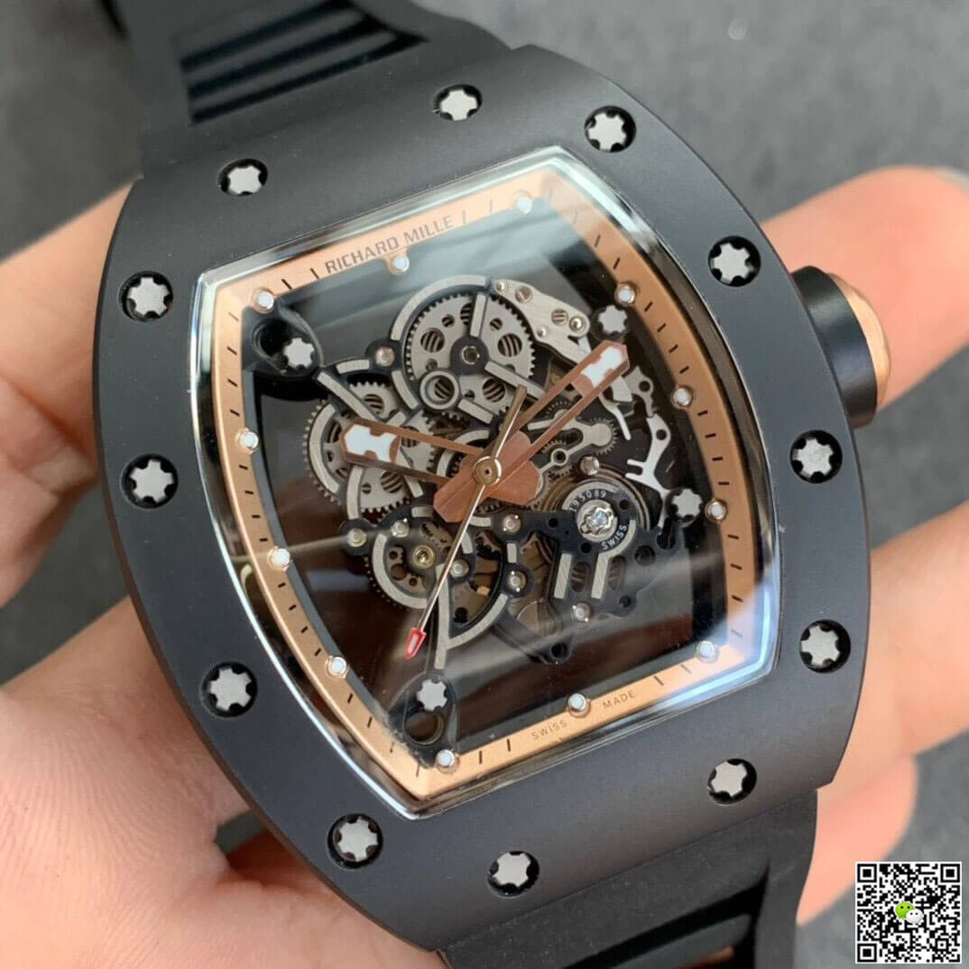 Replica Richard Mille RM055 1:1 Best Edition KV Factory V2 Black Ceramic