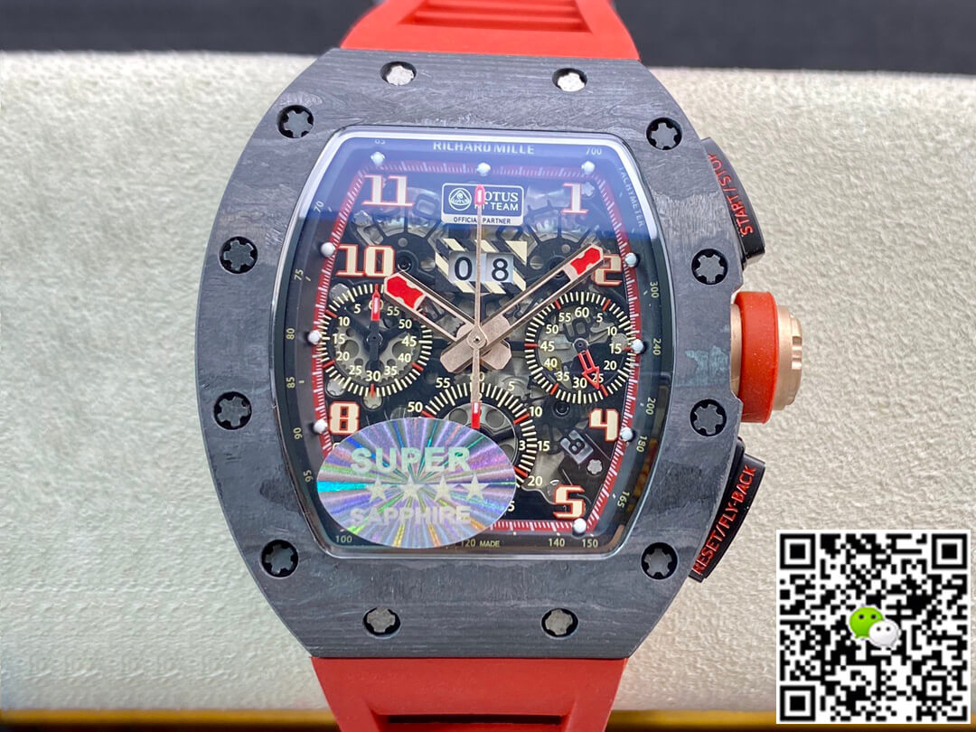 Richard Mille Replica RM011 1:1 Best Edition KV Factory V3 Red Rubber Strap
