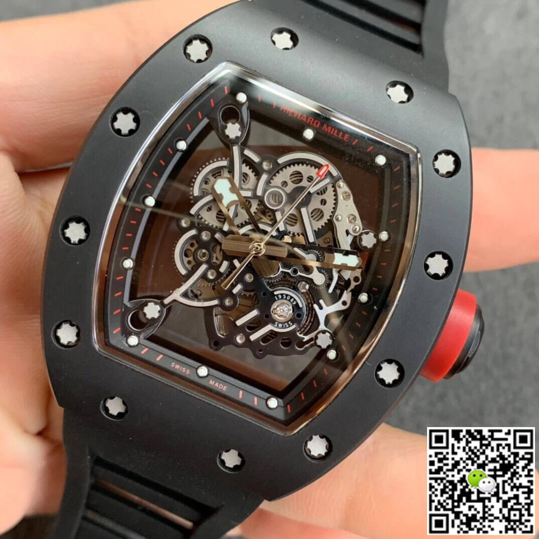 Replica Richard Mille RM055 1:1 Best Edition KV Factory V2 Ceramic Black Strap