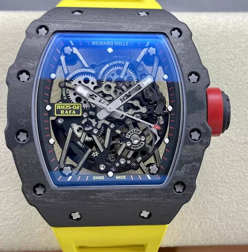 Richard Mille Replica RM35-02 1:1 Best Edition T+ Factory NTPT Carbon Fiber Yellow Strap