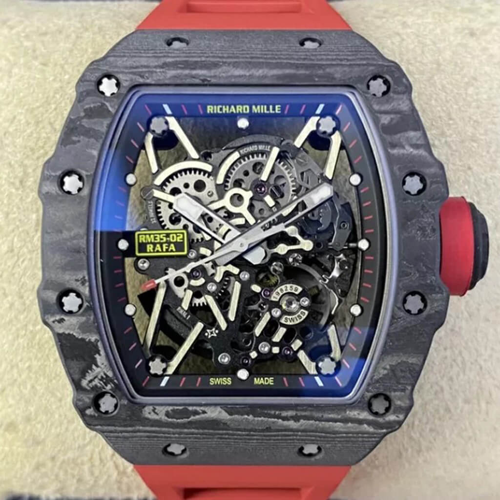 Richard Mille Replica RM35-02 1:1 Best Edition T+ Factory Carbon Fiber Skeleton Dial