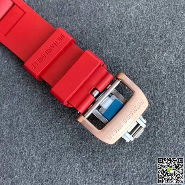 Replica Richard Mille RM011 1:1 Best Edition KV Factory Rose Gold Red Strap