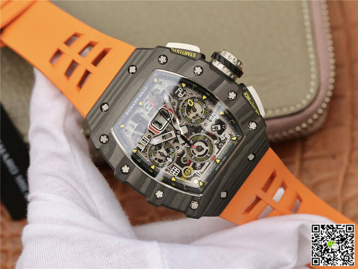 Replica Richard Mille RM11-03 1:1 Best Edition KV Factory Carbon Fiber Orange Strap