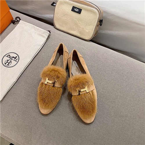 H**me5 sheepskin mink loafers