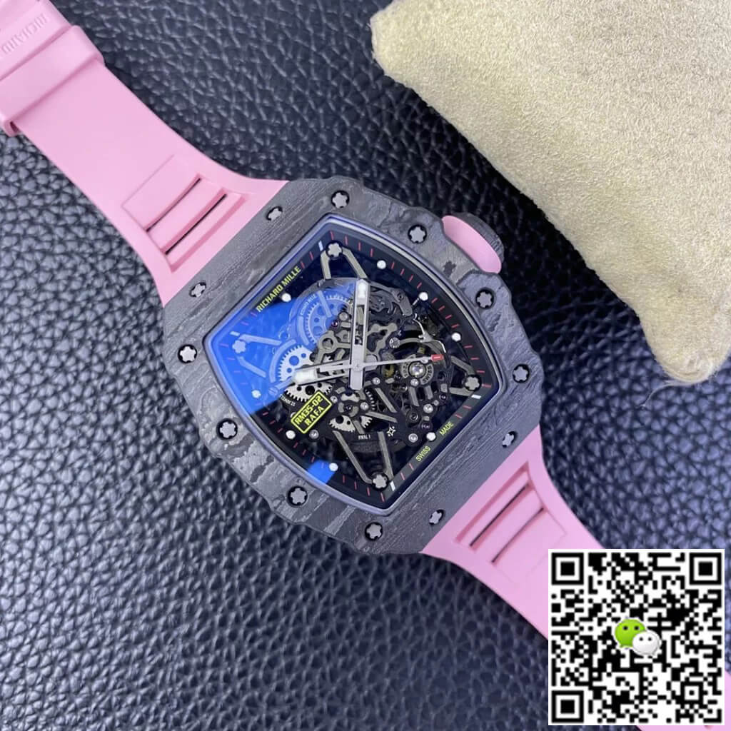 Richard Mille Replica RM35-02 1:1 Best Edition T+ Factory NTPT Carbon Fiber Pink Rubber Strap