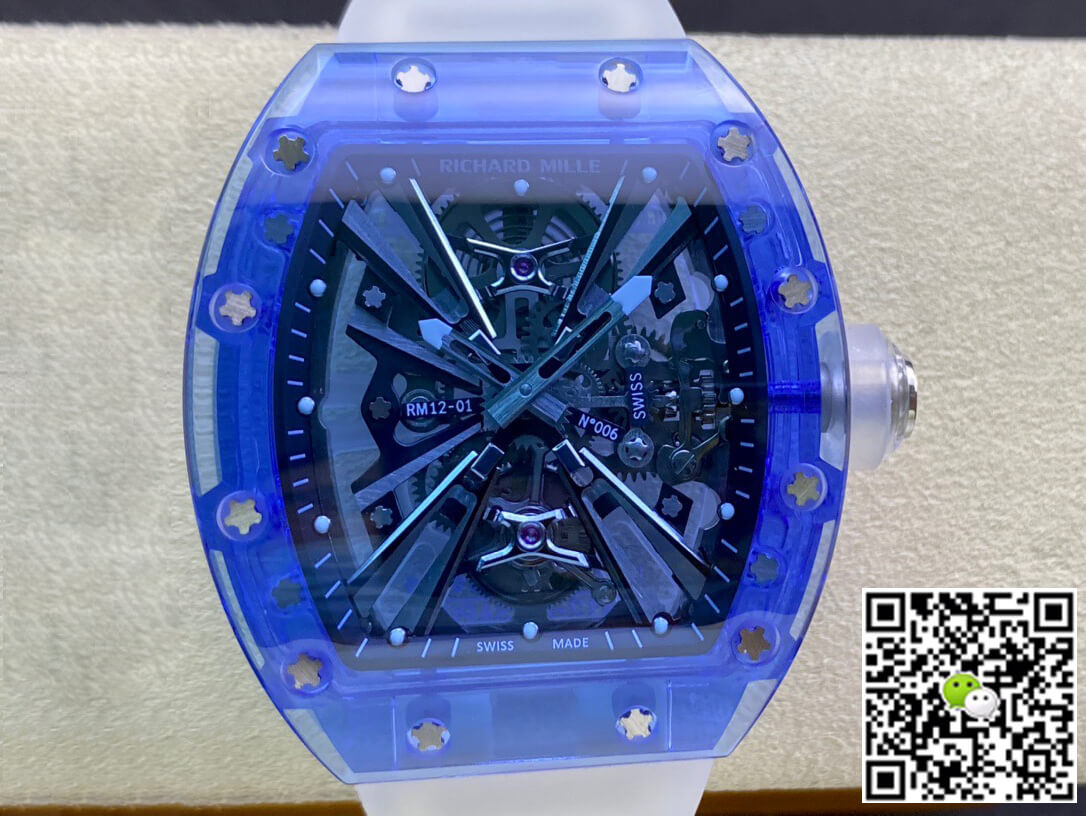 Replica Richard Mille RM12-01 1:1 Best Edition RM Factory Tourbillon Sapphire Clear Version