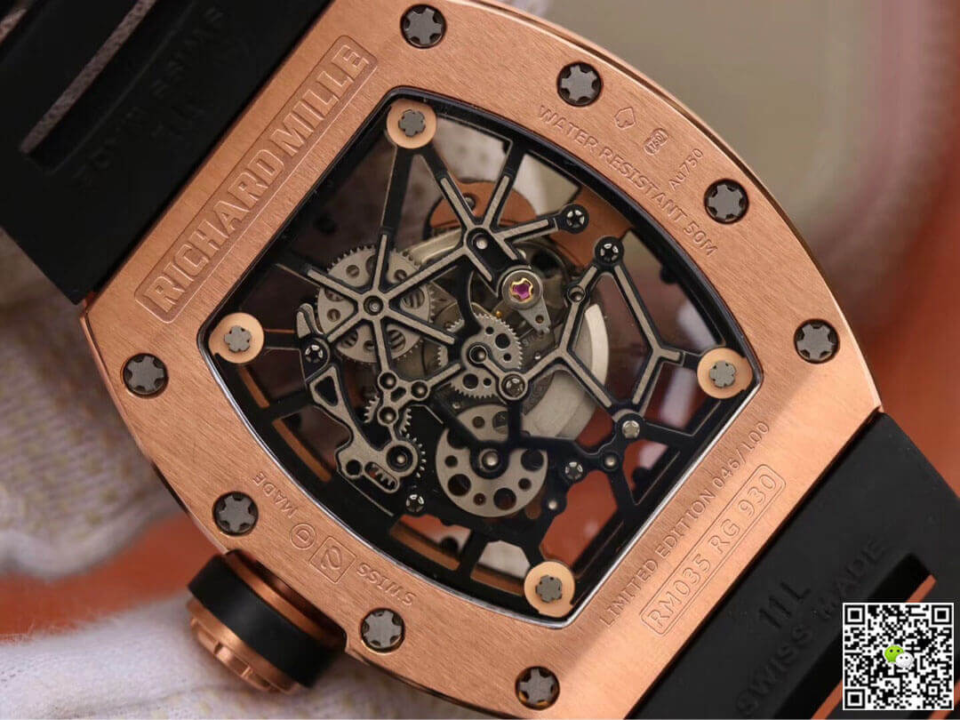 Replica Richard Mille RM035 Americas KV Factory 1:1 Best Edition Rose Gold Black Strap