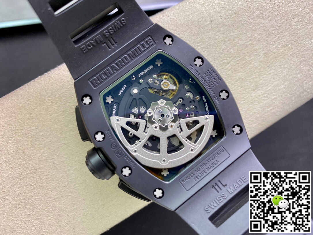 Replica Richard Mille RM011 1:1 Best Edition KV Factory Ceramic Black Strap