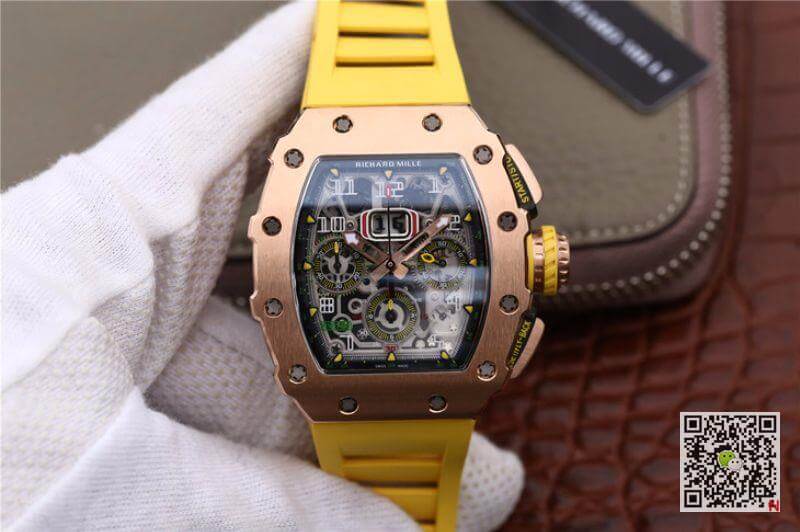 Replica Richard Mille RM11-03 KV Factory 1:1 Best Edition Swiss ETA7750 Yellow Strap