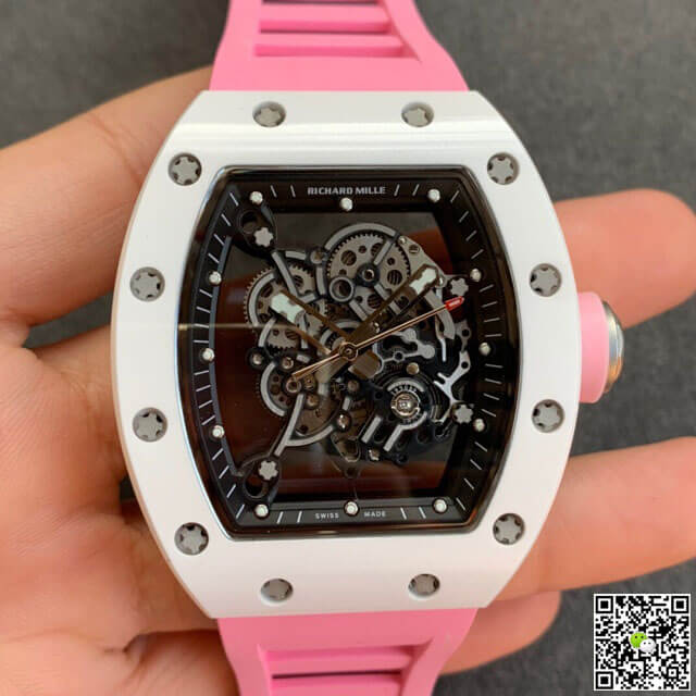 Replica Richard Mille RM055 1:1 Best Edition KV Factory V2 Ceramic Pink Strap