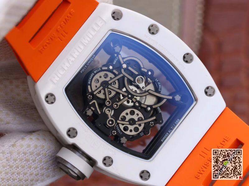 Replica Richard Mille RM055 KV Factory 1:1 Best Edition Swiss ETA8215 Orange Strap