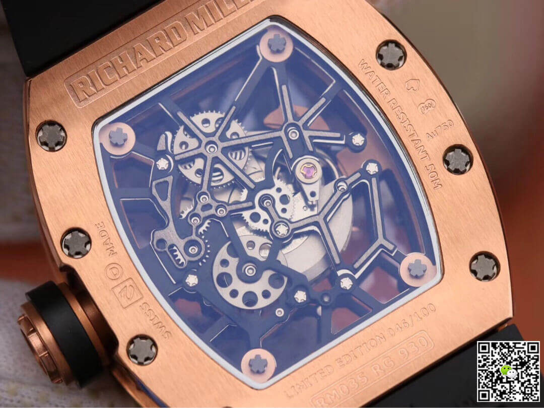 Replica Richard Mille RM035 Americas KV Factory 1:1 Best Edition Rose Gold Black Strap