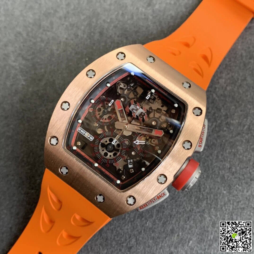 Replica Richard Mille RM011 1:1 Best Edition KV Factory Rose Gold