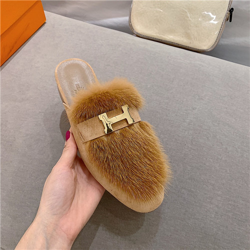 H**me5 sheepskin mink loafers