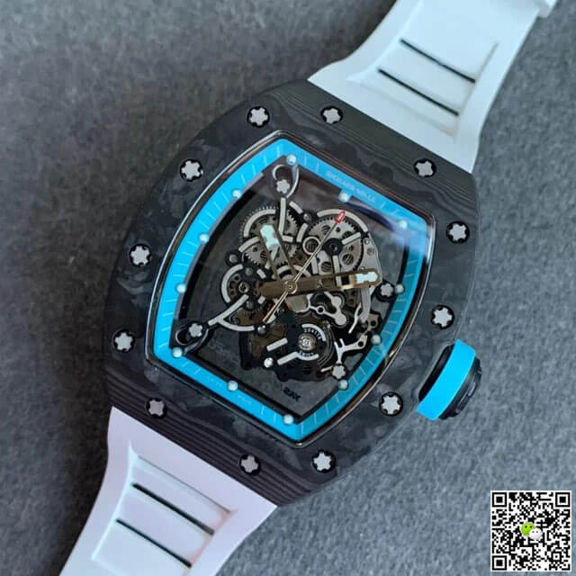 Replica Richard Mille RM055 1:1 Best Edition KV Factory V2 Carbon Fiber Rubber Strap