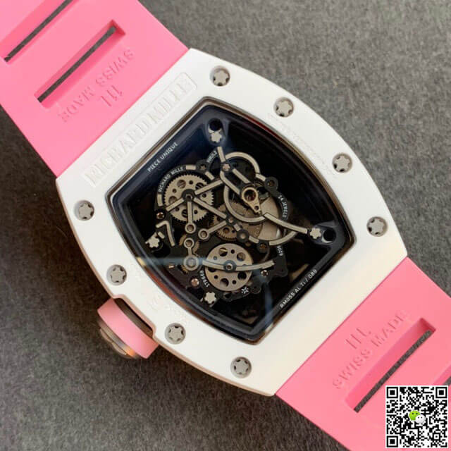 Replica Richard Mille RM055 1:1 Best Edition KV Factory V2 Ceramic Pink Strap