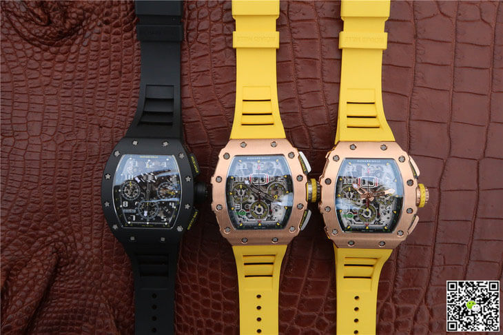 Replica Richard Mille RM-011 1:1 Best Edition KV Factory Black Strap