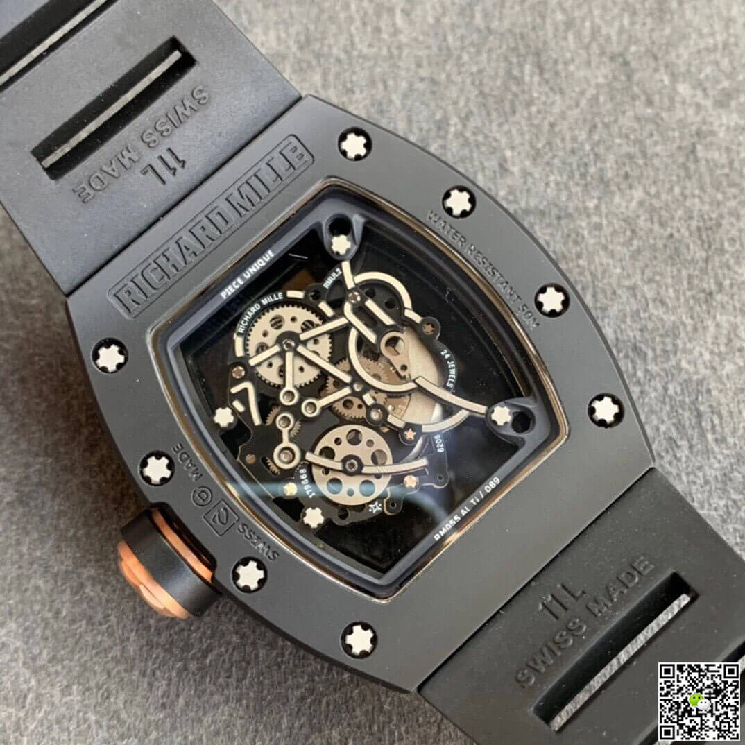 Replica Richard Mille RM055 1:1 Best Edition KV Factory V2 Black Ceramic