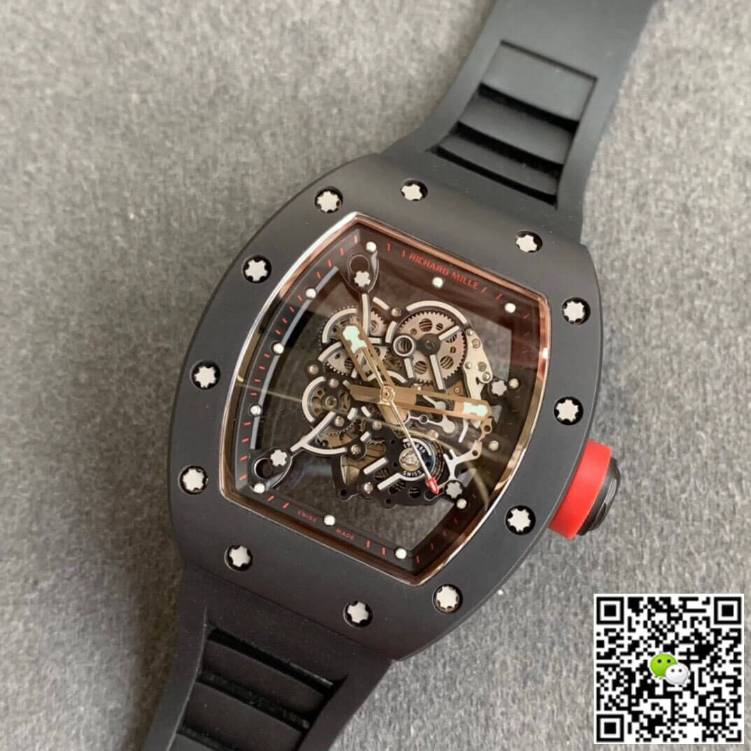 Replica Richard Mille RM055 1:1 Best Edition KV Factory V2 Ceramic Black Strap