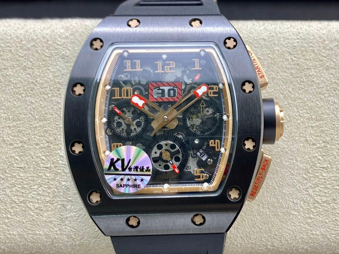 Replica Richard Mille RM011 1:1 Best Edition KV Factory Ceramic Skeleton Dial