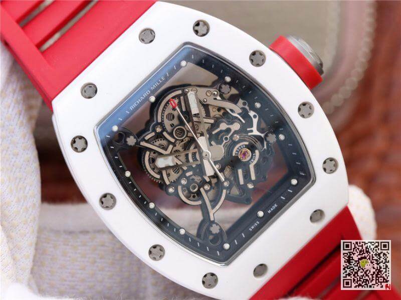 Replica Richard Mille RM055 KV Factory 1:1 Best Edition Swiss ETA8215 Red Rubber Strap