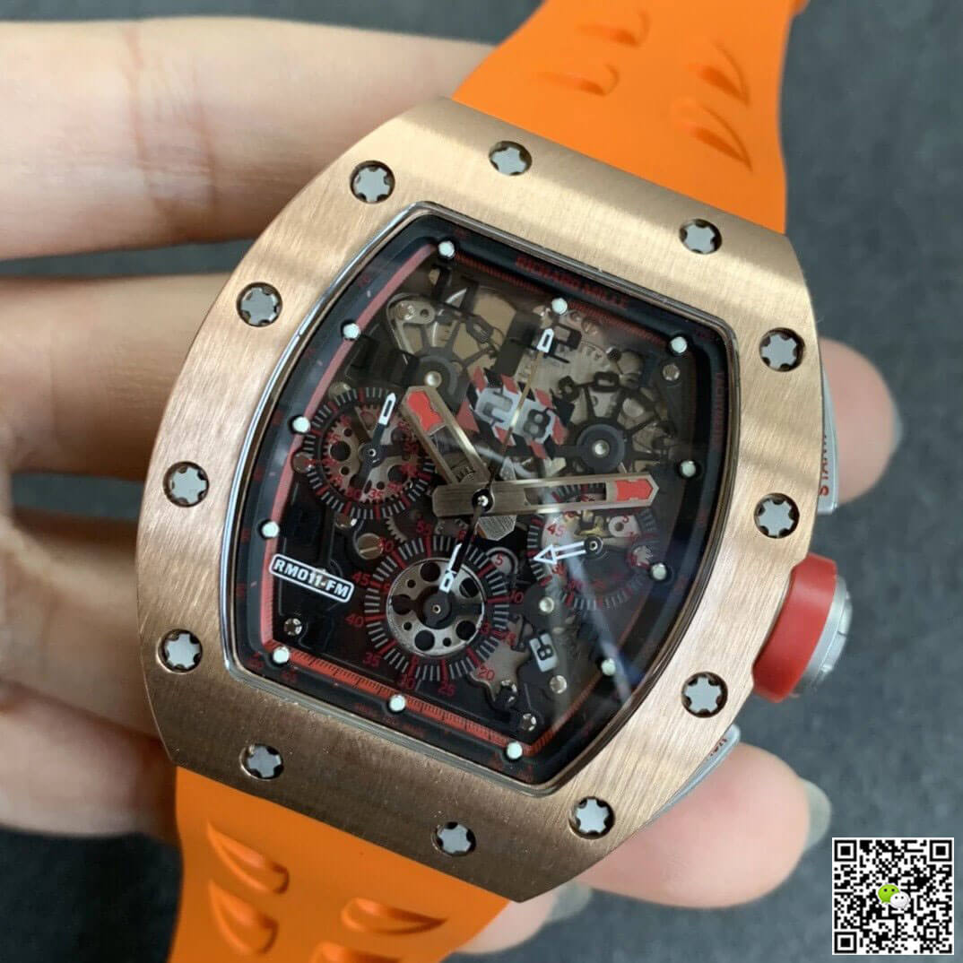 Replica Richard Mille RM011 1:1 Best Edition KV Factory Rose Gold